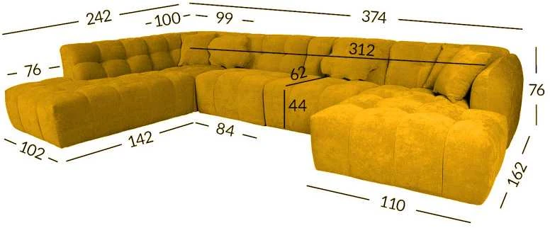 Home4You Kampinė sofa FORTE U-shape Rusvai Geltona, Kairinis Kampas