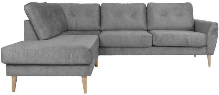 Home4You Kampinė sofa HEIVI LC pilka aksominė