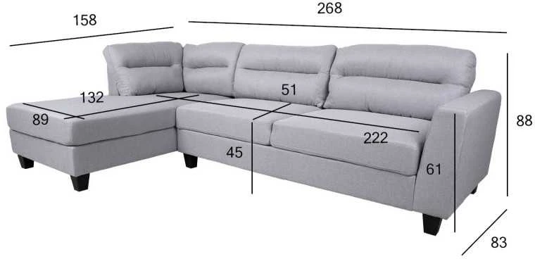 Home4You Kampinė sofa HELSINKI KK, šviesiai pilka.