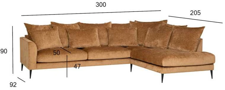 Home4You Kampinė sofa LARTES dešinioji kampinė, ruda