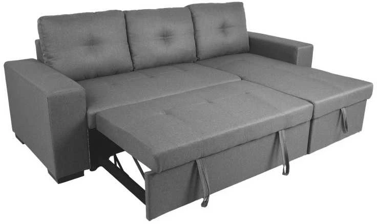 Home4You Kampinė sofa-lova CARITA, tamsiai pilka