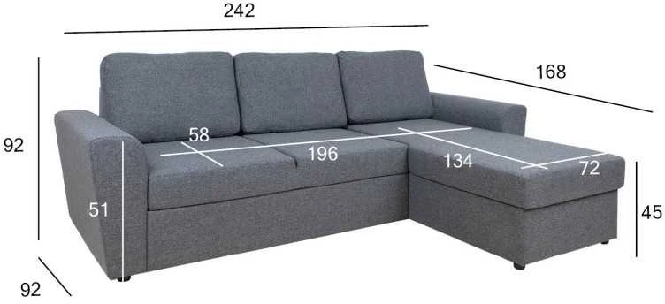 Home4You Kampinė sofa lova INGMAR pilka