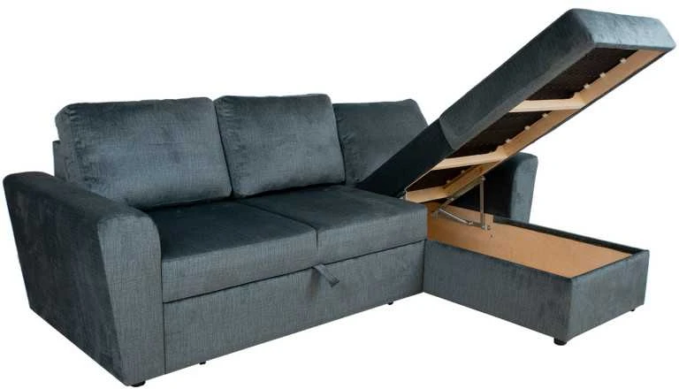Home4You Kampinė sofa-lova INGMAR, tamsiai pilka