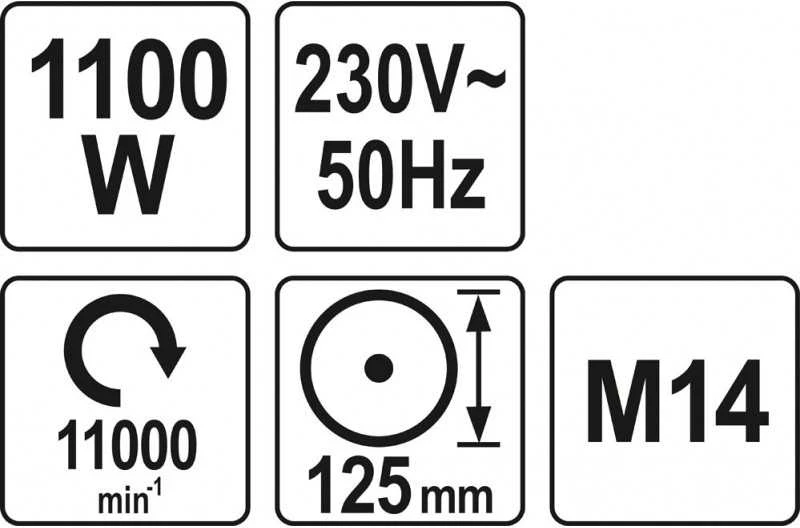 Kampinis šlifuoklis Yato YT-82100; 125 mm