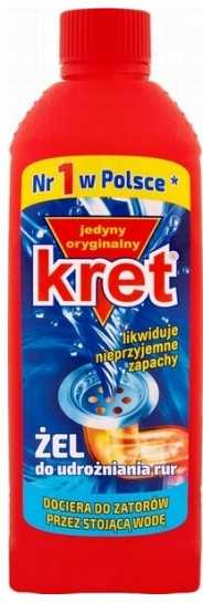Kanalizacijos vamzdžių valymo priemonė KRET, gelis, 500ml