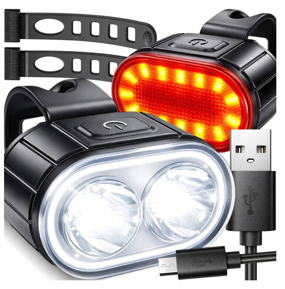 Kanza DVIRAČIO ŠVIESOS PRIEKINĖ GALINĖ LED PRIEKINĖ PAKRAUJAMOJO USB-C LEMPŲ RINKINYS