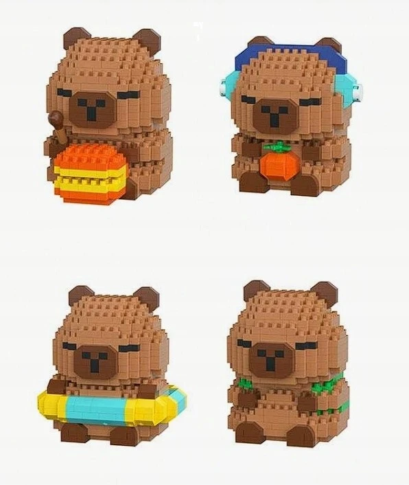 Kapibaros blokeliai su vaisiais 380 vnt. CAPYBARA statybiniai blokeliai