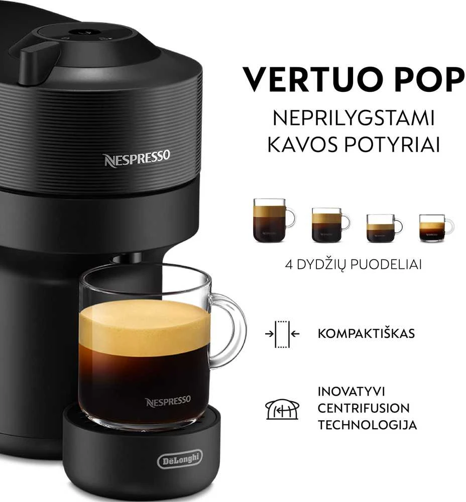 Kavos aparatas DELONGHI Nespresso ENV90.B VERTUO POP kapsulinis kavos virimo aparatas
