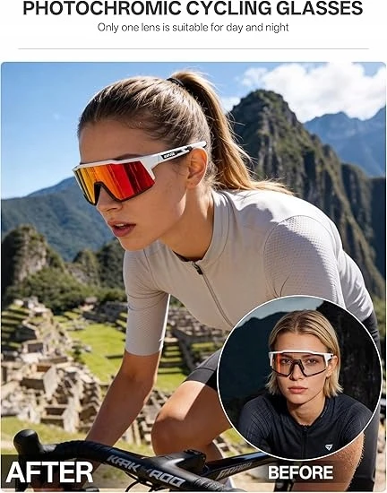 KAPVOE fotochrominiai dviračių akiniai su TR90, sportiniai moteriški vyriški UV400