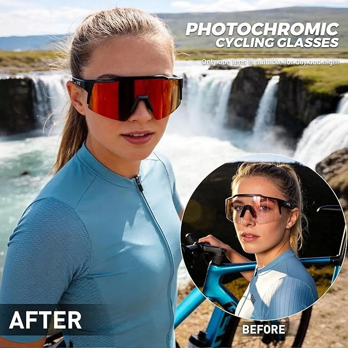 KAPVOE K9023 UV400 fotochrominiai dviračių akiniai
