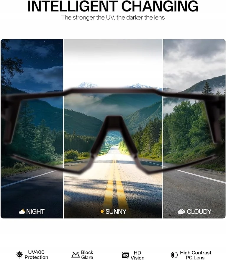 KAPVOE K9023 UV400 fotochrominiai dviračių akiniai