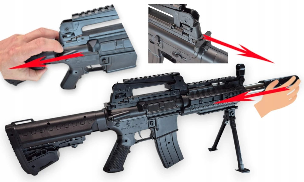KARABIN M4A1 AMERYKAŃSKI na kulki replika, SNAJPERKA ASG + LASER + TARCZE