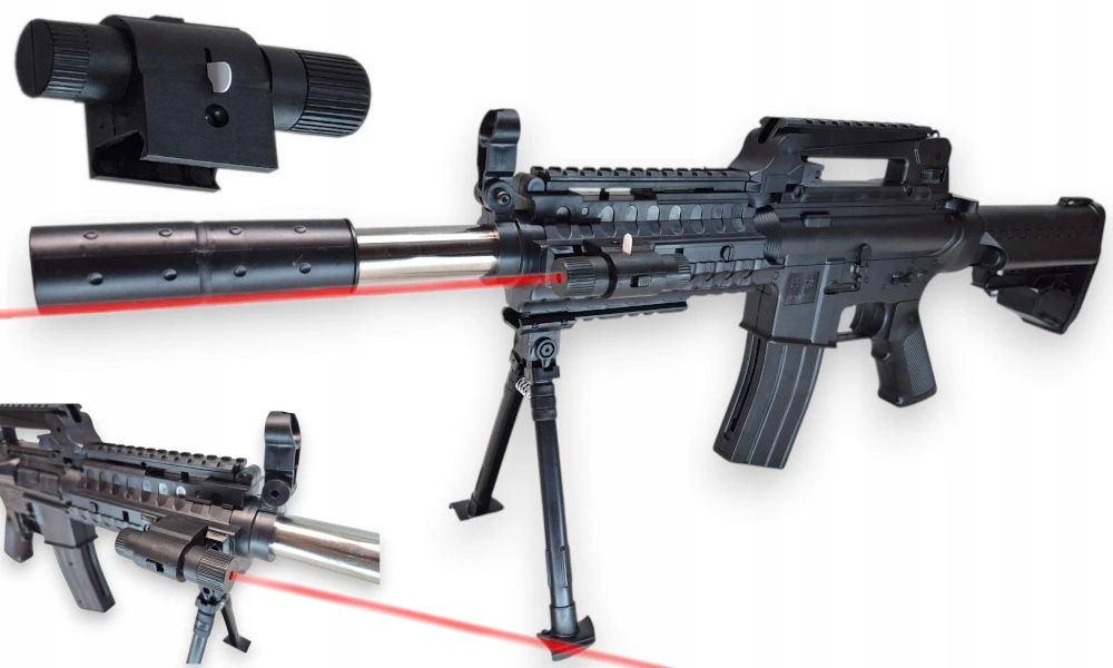 KARABIN M4A1 AMERYKAŃSKI na kulki replika, SNAJPERKA ASG + LASER + TARCZE