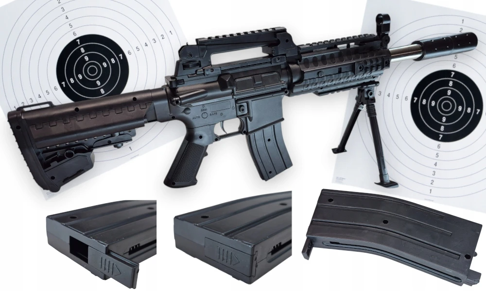 KARABIN M4A1 AMERYKAŃSKI na kulki replika, SNAJPERKA ASG + LASER + TARCZE