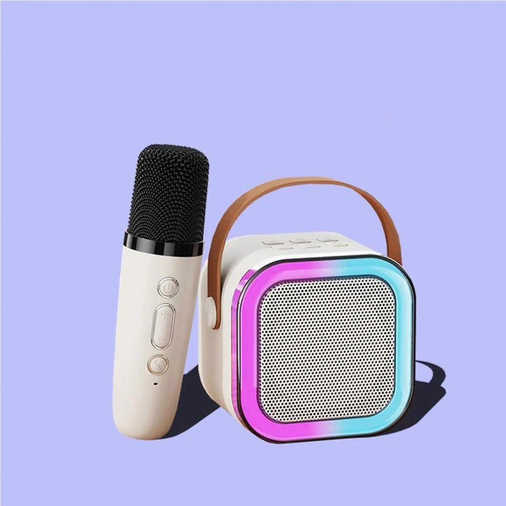 KARAOKĖS RINKINYS 2 MIKROFONAI BELAIDIS BLUETOOTH GALBARIASIS SUPER GARSU