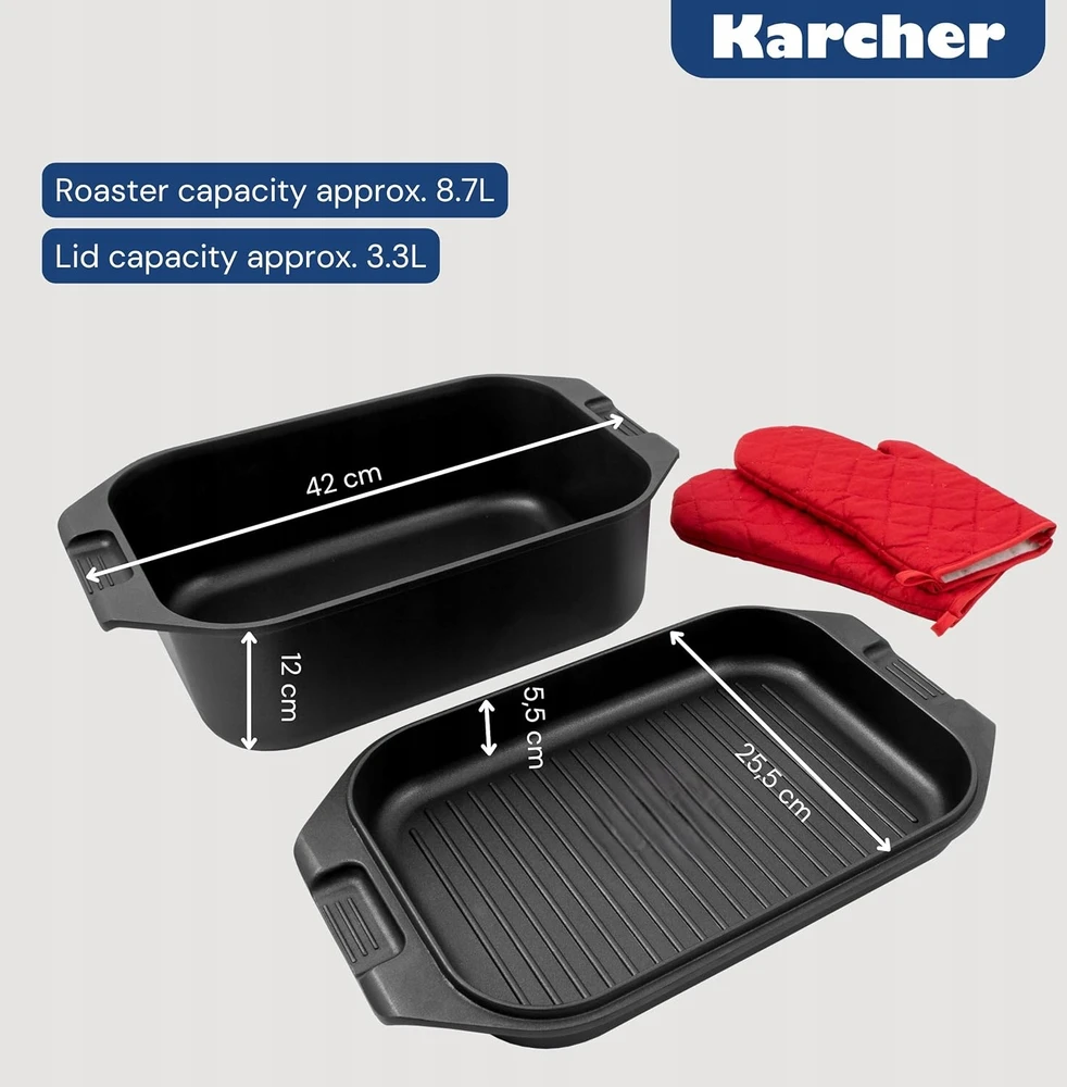 Karcher aliuminio keptuvė 8 7l su nepridegančia danga, juoda