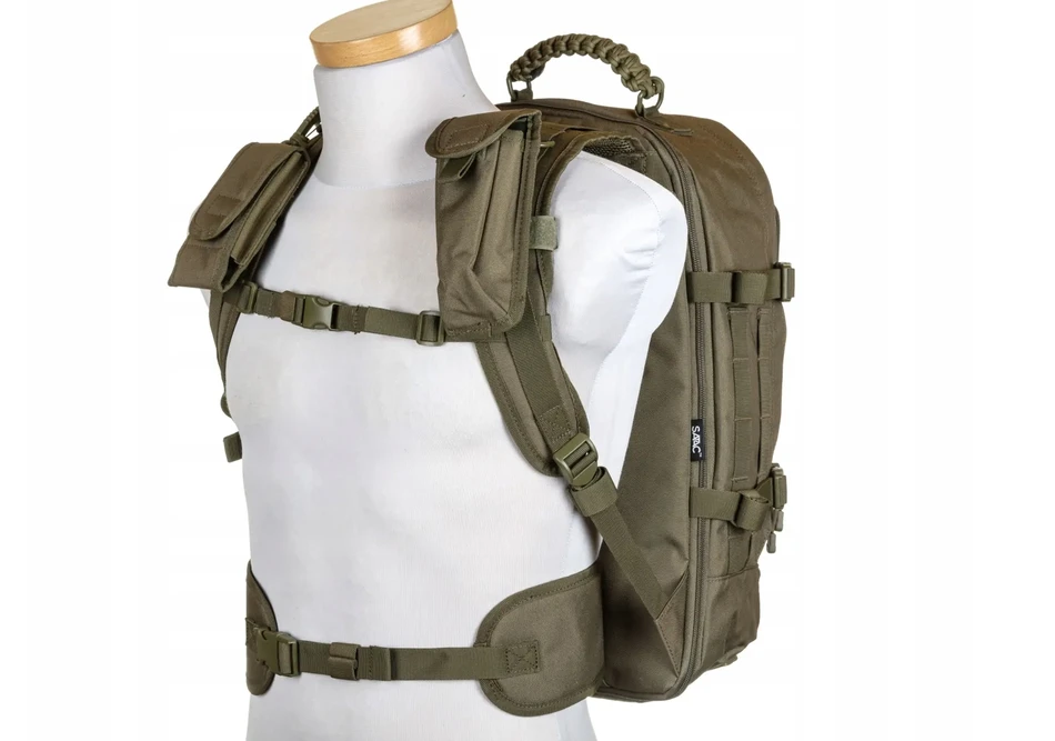 Karinė kuprinė Specna Arms Tactical 30L – CORUND™ 500D, MOLLE, 3 skyriai, Olive