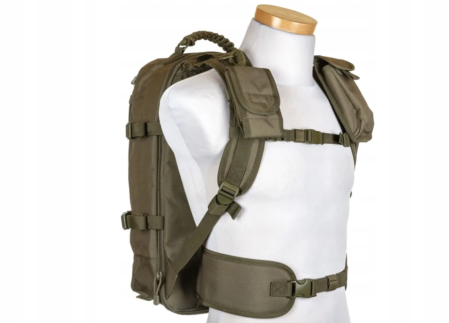 Karinė kuprinė Specna Arms Tactical 30L – CORUND™ 500D, MOLLE, 3 skyriai, Olive