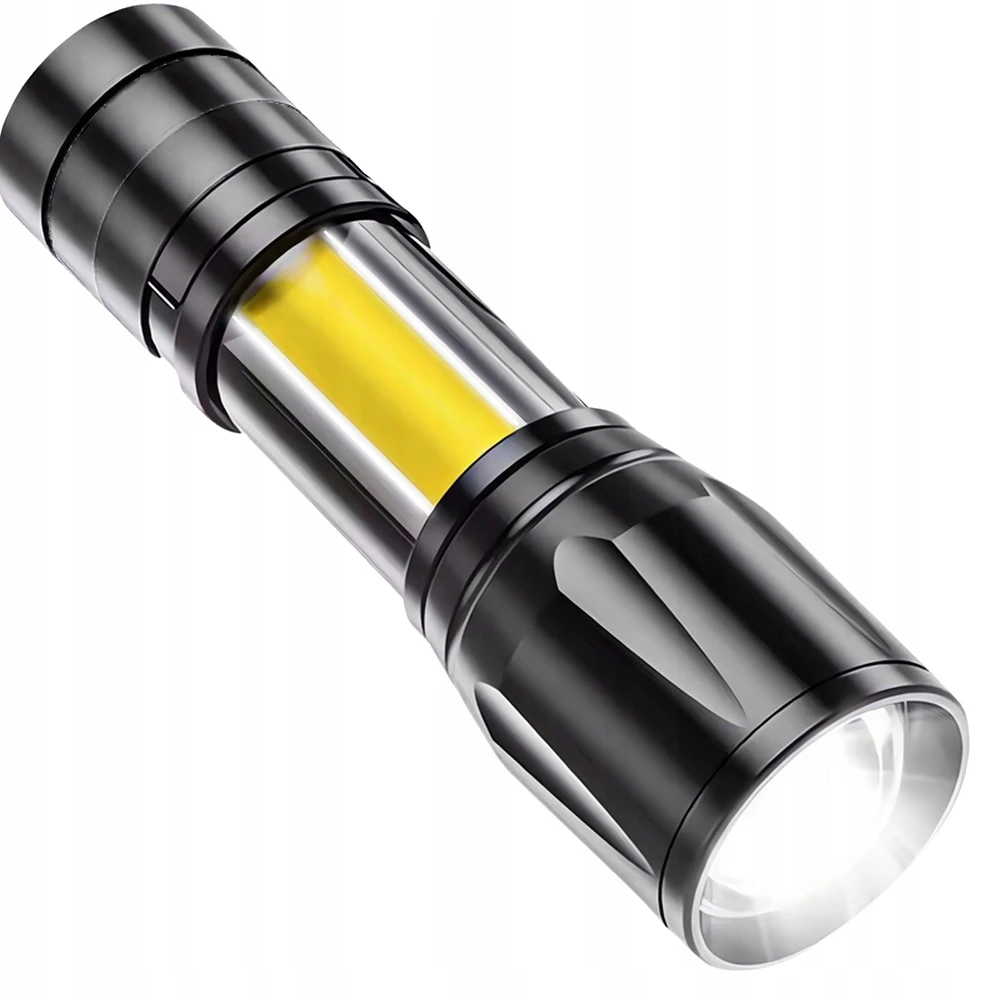 Karinis LED ZOOM taktinis žibintuvėlis, stiprus, įkraunamas, daugiafunkcis USB