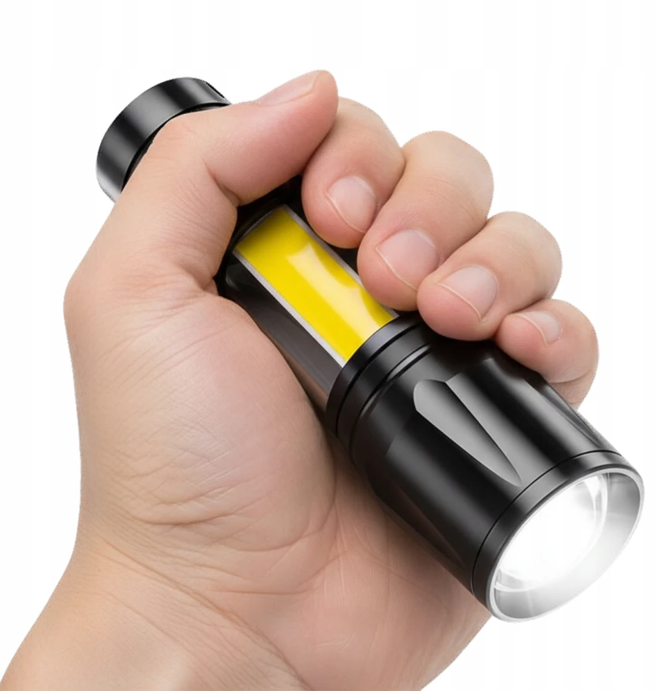 Karinis LED ZOOM taktinis žibintuvėlis, stiprus, įkraunamas, daugiafunkcis USB