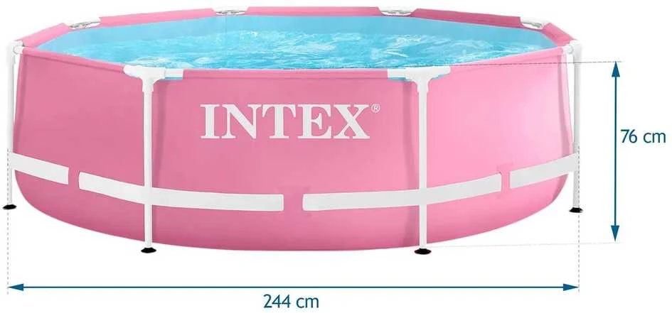 Vaikiškas apvalus baseinas su rėmais 244x76 cm rožinės spalvos INTEX 28290