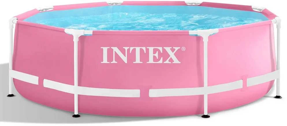 Vaikiškas apvalus baseinas su rėmais 244x76 cm rožinės spalvos INTEX 28290