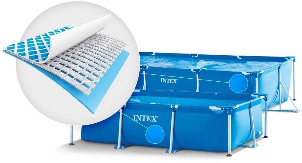 Intex Stačiakampis karkasinis baseinas, lengvai pastatomas sodo baseinas, šeimos lauko baseinas, 2282 litrų talpa, 260 x 160 x 65 cm