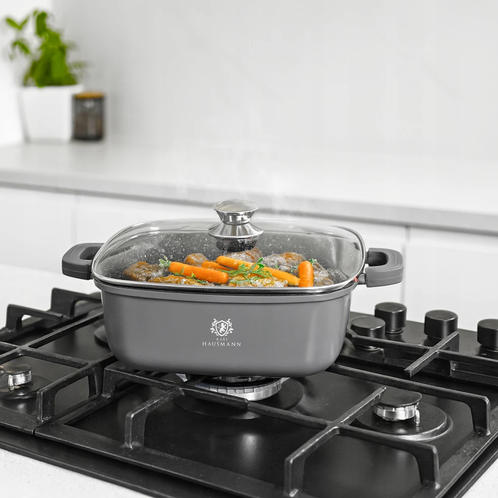 Karl Hausmann DIDELIS PUODAS INDUKCINIS DUJINIS GRANITINIS PUODAS 6,5L 28cm SU DANGIU PILKAS PUODAS