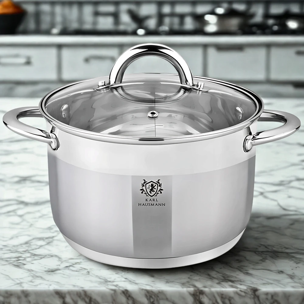 Karl Hausmann INDUKCINĖS DUJINĖS 1,3L 14cm nerūdijančio plieno indukcinis PUODAS SU DANGČIAIS