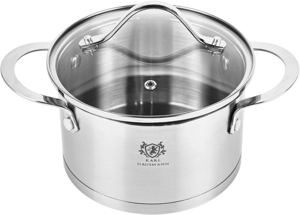 Karl Hausmann INDUKCINĖS DUJINĖS 6,1L 25cm NERŪDIJANČIO PLIENO DUJINĖS SU DANDU DIDELIS PUODAS