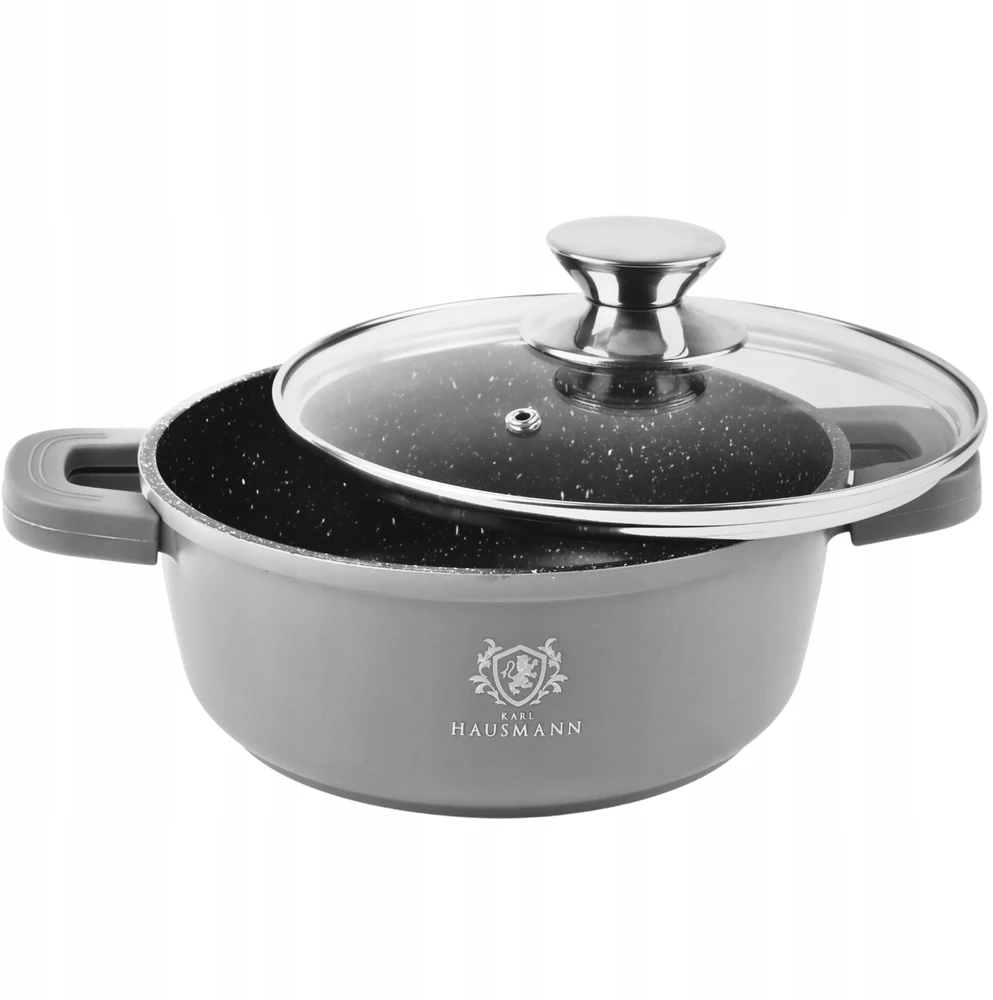 Karl Hausmann INDUKCINIS DUJINIS GRANITINIS PUODAS 2,3L 20cm SU DANGIU MAŽAS PUODAS PILKAS
