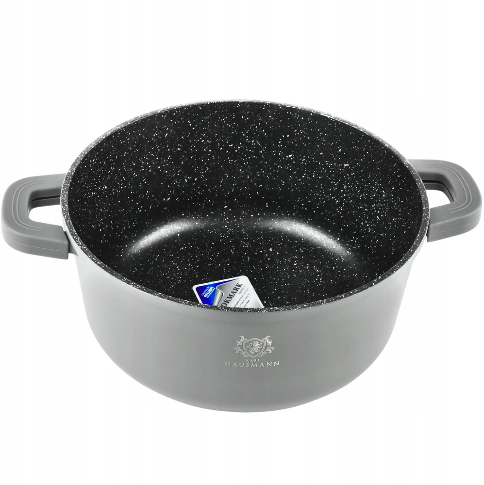 Karl Hausmann PUODAS INDUKCINIS DUJINIS GRANITINIS PUODAS 4,4L 24cm DANGINIS APVALUS PUODAS PILKAS