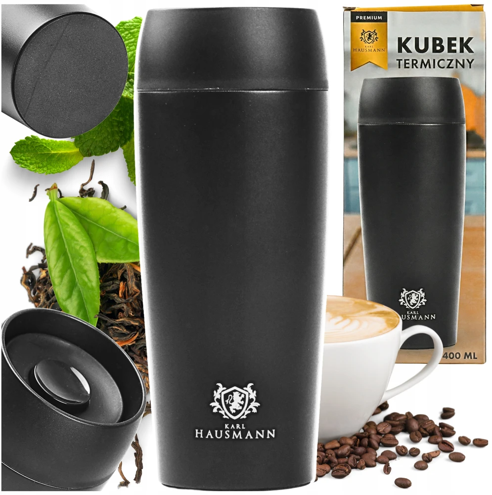 Karl Hausmann TERMINIS PUODĖLIS Termosas KARŠTI GĖRIMAI 400ml 12H-24H KAVOS ARBATA NENEKANČI