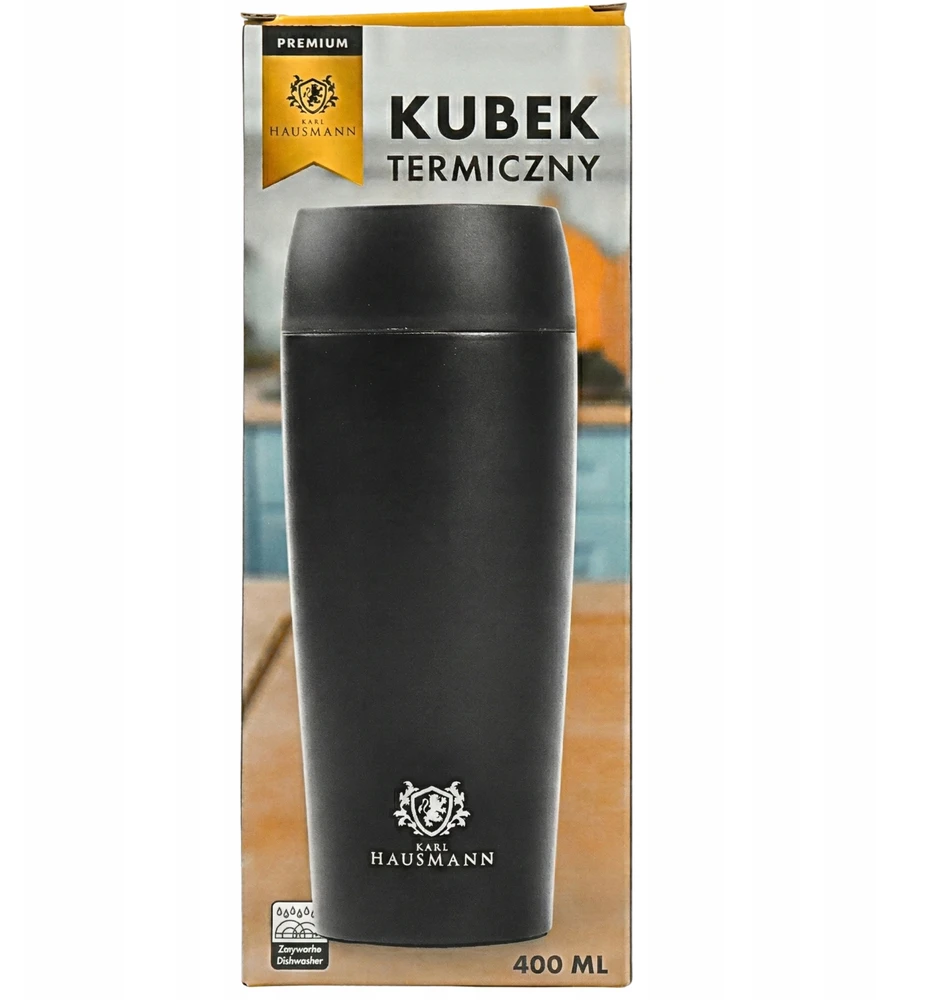 Karl Hausmann TERMINIS PUODĖLIS Termosas KARŠTI GĖRIMAI 400ml 12H-24H KAVOS ARBATA NENEKANČI