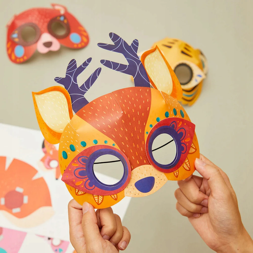 Karnavalinė kaukė - Popierinė kaukė SET OF 8 Mideer Masks Vakarėlis miške