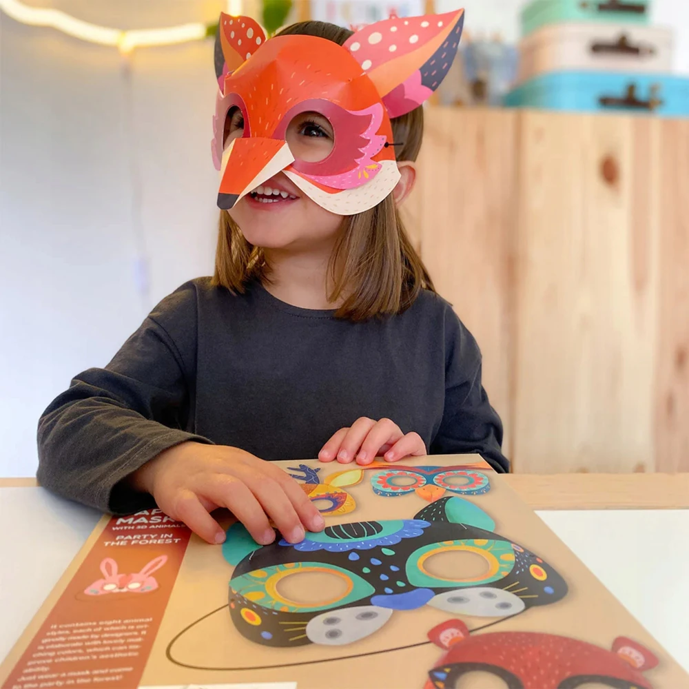 Karnavalinė kaukė - Popierinė kaukė SET OF 8 Mideer Masks Vakarėlis miške