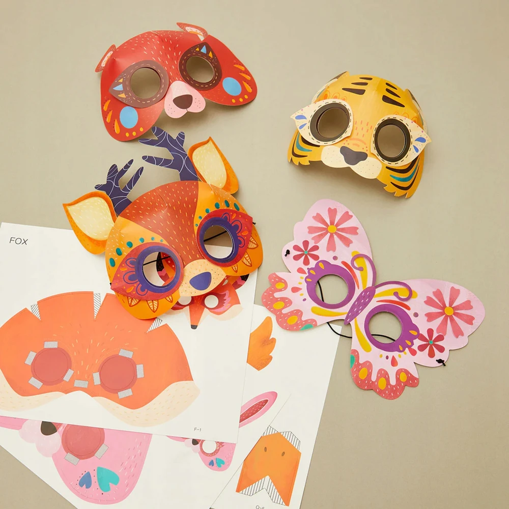 Karnavalinė kaukė - Popierinė kaukė SET OF 8 Mideer Masks Vakarėlis miške
