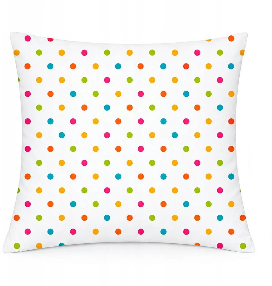 Karo Cotton Pillowcase 40x40 cm Baltas with Colorful Polka Dots - COTTON HOME KIDS