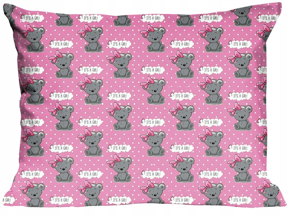Karo Užvalkalas bawełniana 70x80 misie rožinė pilka Kids