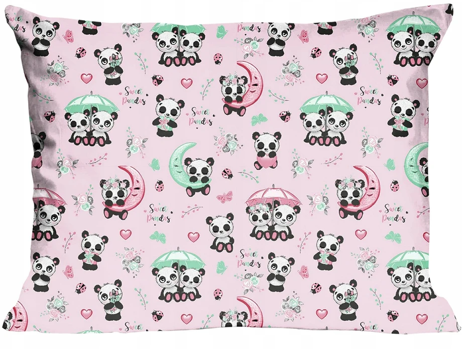 Karo Užvalkalas bawełniana 70x80 pandy różówa kolorowa Kids