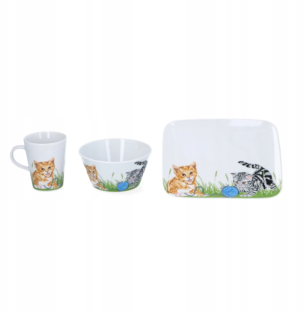 KAROLINA S-03572 VAIKŲ RINKINYS 3 ELEMENTŲ PORCELININĖS KATĖS