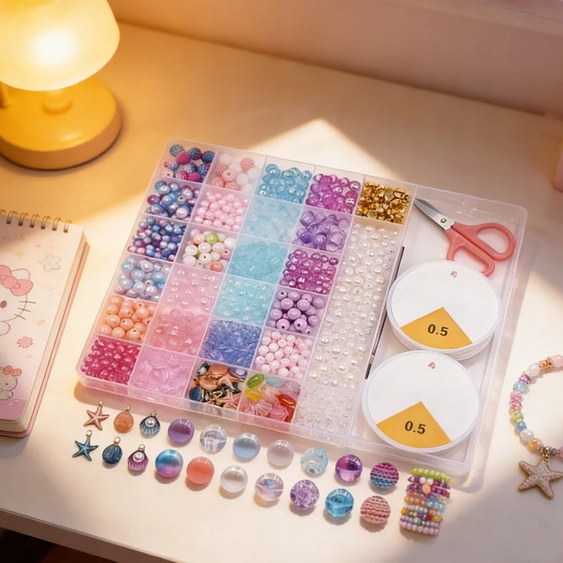 Karoliukai Purpuriniai amatų rinkinys MEGA Box 28 Cells DIY Jewelry 845vnt