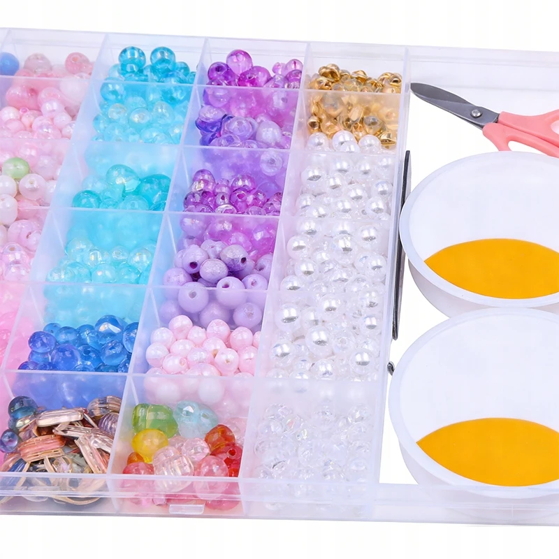 Karoliukai Purpuriniai amatų rinkinys MEGA Box 28 Cells DIY Jewelry 845vnt