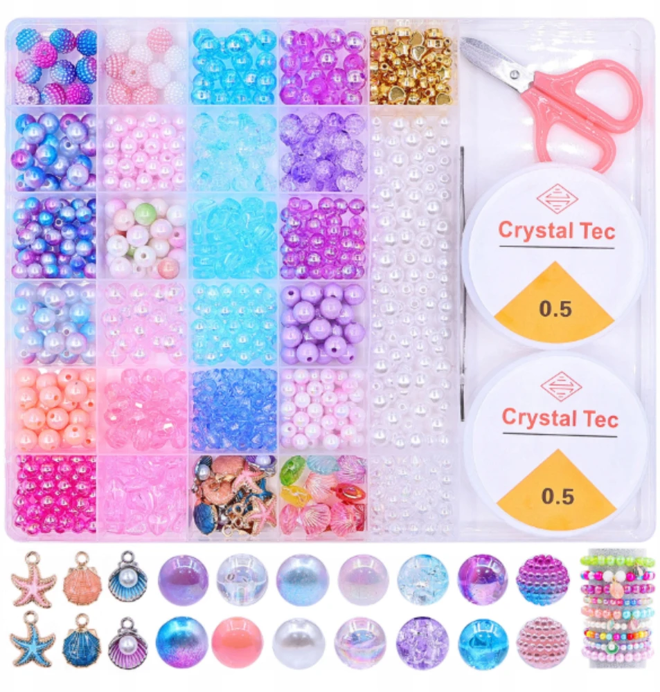 Karoliukai Purpuriniai amatų rinkinys MEGA Box 28 Cells DIY Jewelry 845vnt