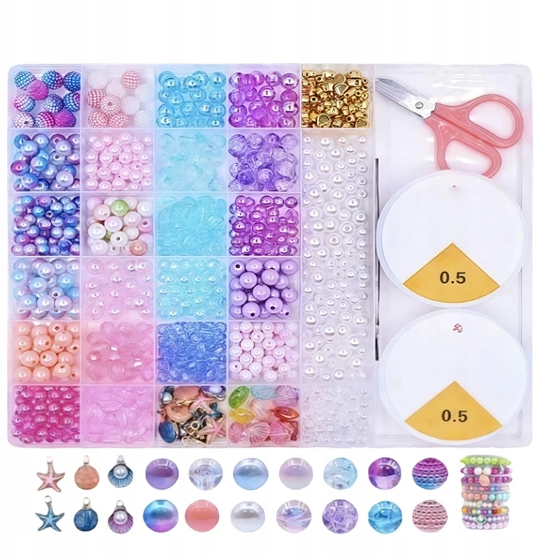 Karoliukai Purpuriniai amatų rinkinys MEGA Box 28 Cells DIY Jewelry 845vnt