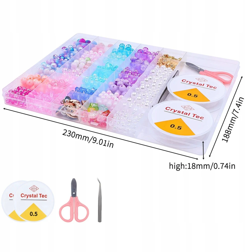 Karoliukai Purpuriniai amatų rinkinys MEGA Box 28 Cells DIY Jewelry 845vnt