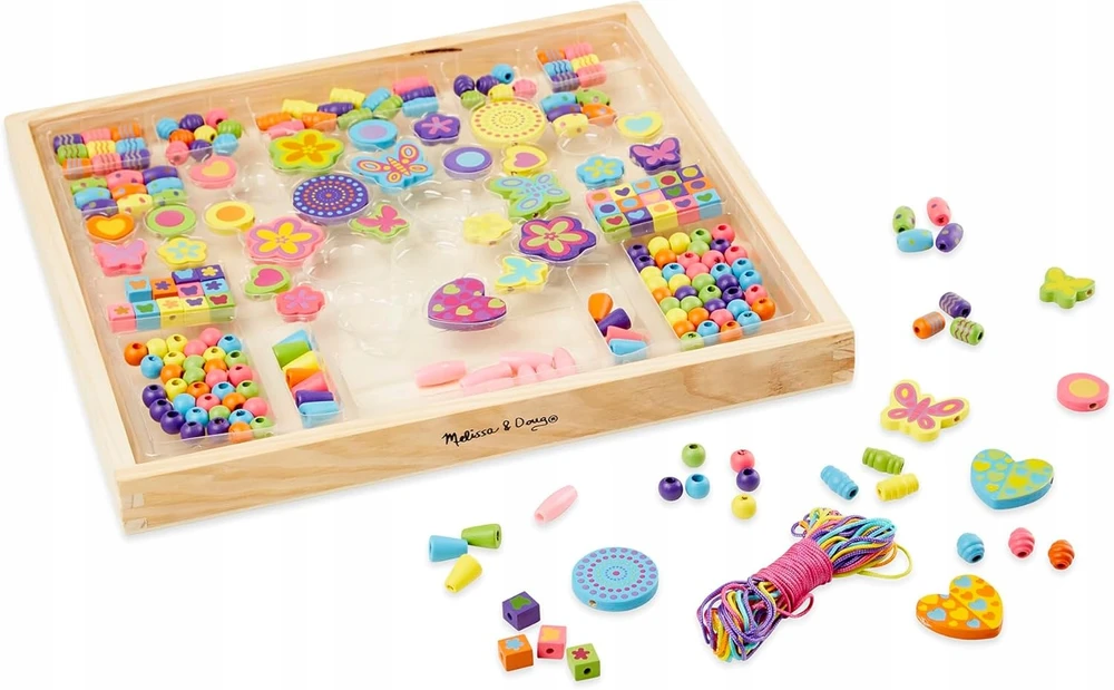 Melissa & Doug Medinių karoliukų vėrimo rinkinys Delux 220 d. Melissa ir Dougas, 14169
