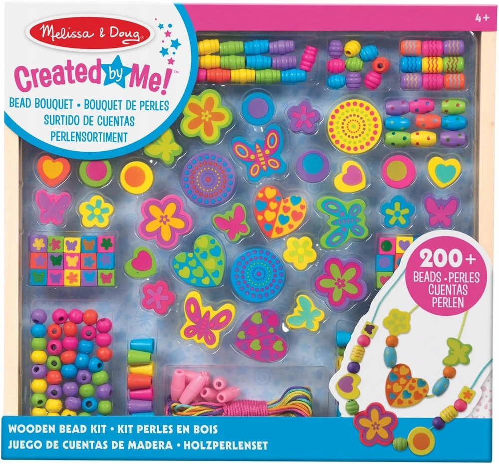 Melissa & Doug Medinių karoliukų vėrimo rinkinys Delux 220 d. Melissa ir Dougas, 14169