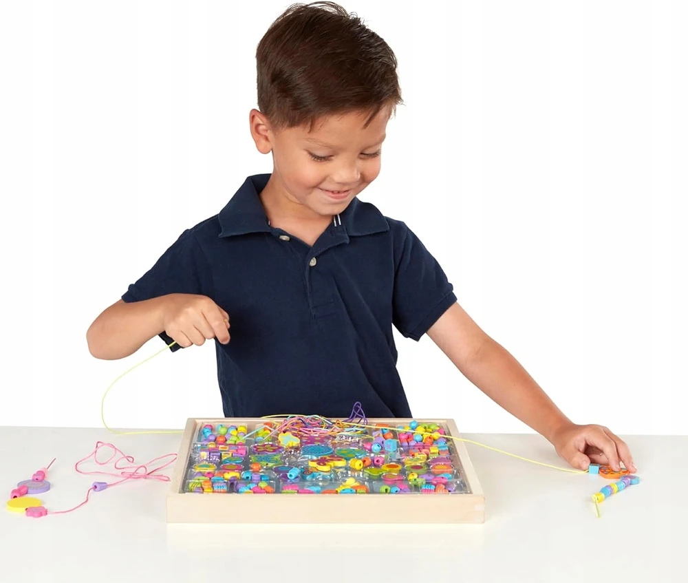 Melissa & Doug Medinių karoliukų vėrimo rinkinys Delux 220 d. Melissa ir Dougas, 14169