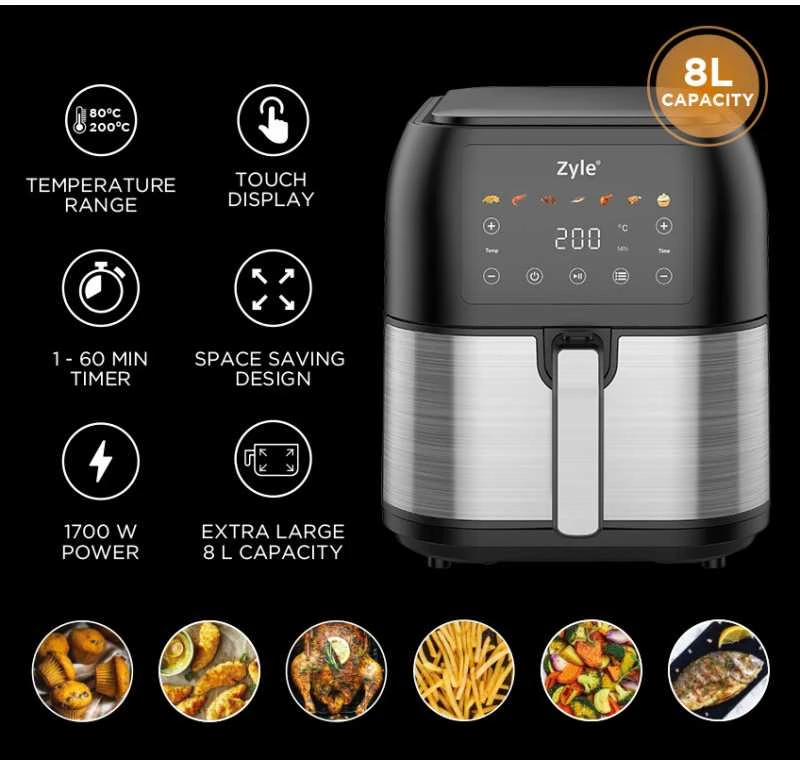 Karšto oro gruzdintuvė Zyle ZY008AF, 1700W, 8 l